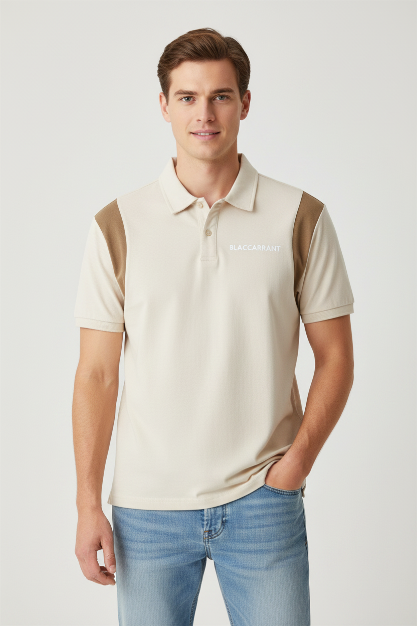 Contrast Panel Cotton Polo – Studio Mockup