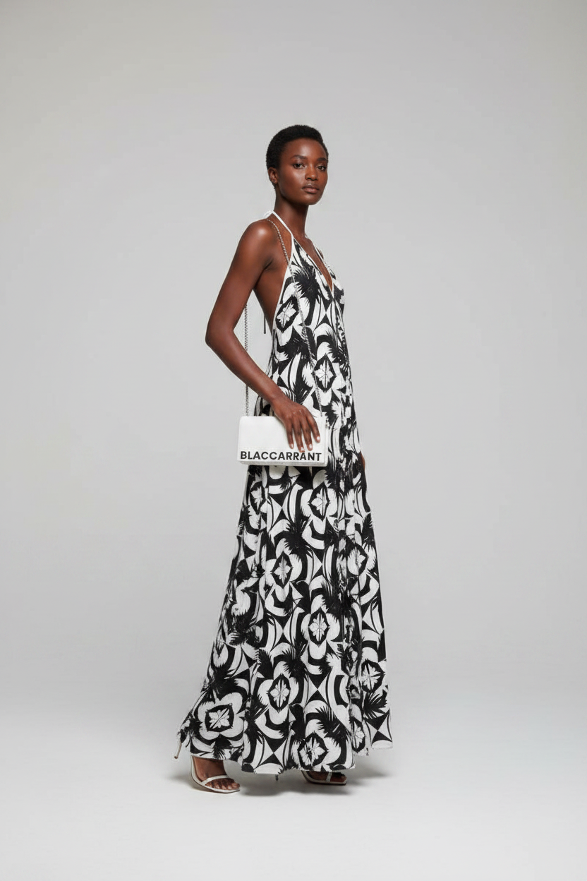 Halterneck Dress with Kenway Clutch — Studio Shot