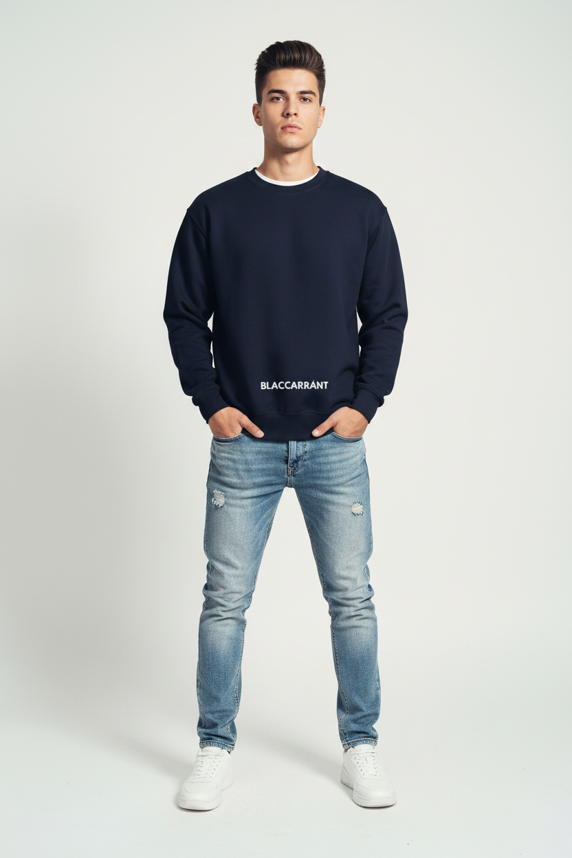 Unisex Sweatshirt — On-Model Navy