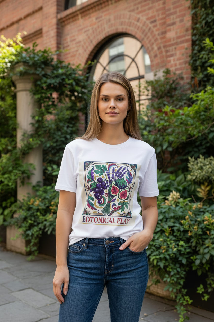 White Tee - Botanical Play Design - Lifestyle Mockup